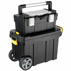 Juego de caja de herramientas enrollable 2 en 1 organizador de almacenamiento portátil negro - Imagen 1 de 9