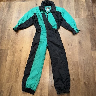 Traje de esquí vintage Tyrolia para mujer mediano de una pieza traje de nieve años 80 babero de nieve retro Foto 1 de 4