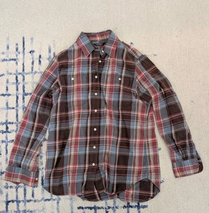 Camisa de franela Lauren Ralph Lauren talla L 100 % algodón a cuadros ropa de trabajo con botones - Imagen 1 de 7