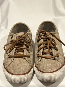 Womens Sperry Tan Khaki Lace Up Womens Size 5m Boat Shoe Tennis Shoe - Picture 1 of 6