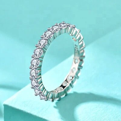 CZ Lines Simple 925 Sterling Silver Woman Girls Fashion Jewelry Anello misura 5 - Immagine 1 di 4