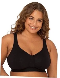 Fit for Me Women's Plus-Size Wireless Cotton Bra, Available in 38D Black Hue - Picture 1 of 8