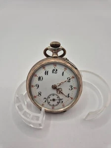 Petite montre de pochet à gousset en argent ciselé 0,800 10 rubis fin XIXème - Bild 1 von 11