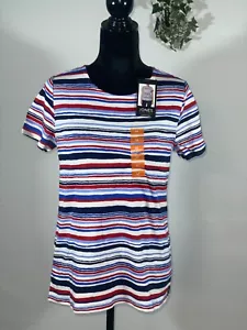 Jones New York Signature kurzarmiges Damen-Oberteil mit Rundhalsausschnitt blau/weiß/rot - Bild 1 von 7