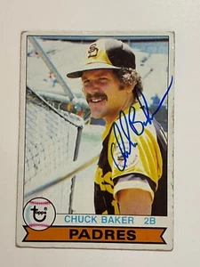 Chuck Baker 1979 Topps #456 autógrafo de los padres automáticos de colección ¡RARO!¡!!¡! - Imagen 1 de 2