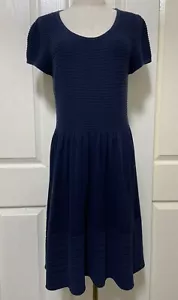PRINCESS HIGHWAY Blue Ribbed Knit Acrylic Cotton Blend A-Line Dress ~ Size 12 - Picture 1 of 12