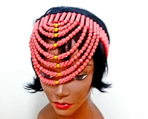 Nigerian Edo Igbo Wedding costume Beaded Head Piece. Princess Bridal Crown - Picture 1 of 2