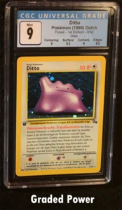 Pokemon Fossil 1. Edition Dutch Ditto CGC 9 Quad++ Holo Dutch (8037) 3/62 - Bild 1 von 2