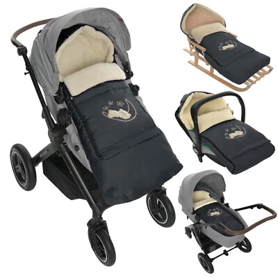 Winter Fußsack für Kinderwagen Babyschale Schlittensack Lammwollesack 40x 90/110 - Bild 1 von 4
