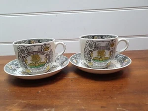 Antique Oversized Adams China Cup And Saucer X2 "THE FARMERS ARMS" scarce - Picture 1 of 10
