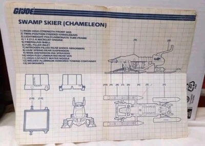 Gi Joe 1984 Vintage Original BLUEPRINTS for SWAMP SKIER CHAMELEON Zartan Vehicle - Image 1 of 4