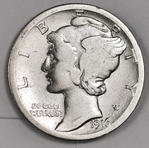1916-s Mercury Dime.  Better Grade. inventory I.  176219 Cover