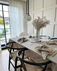 Natural Rectangle 100% Pure Linen Tablecloth Flax Linen Table Cover - Bild 1 von 33