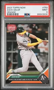 2023 TOPPS NOW Zack Gelof 759 Orange /5 RARE Psa 9 - Picture 1 of 2
