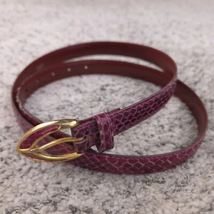 Vintage Snakeskin Belt Women Large 31 Waist Purple Gold Buckle .75 Width 80s 90s - Picture 1 of 11