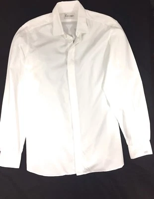 Camisa masculina Studio manga longa botão para baixo branca Ch-48 x L-33.5 x N-17.5 personalizada - Imagem 1 de 4