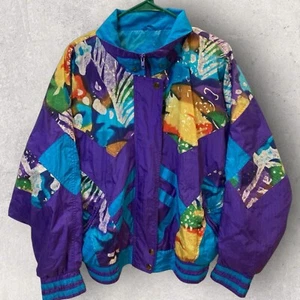 Vintage East West Multicolor Nylon Windbreaker Jacke Gr. M - Abstrakter Stil - Bild 1 von 6