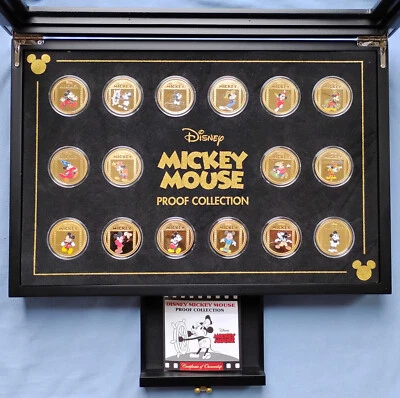 Colección de monedas de prueba 2018 Disney Mickey Mouse chapadas en oro de 24 quilates Bradford Exchange Foto 1 de 4