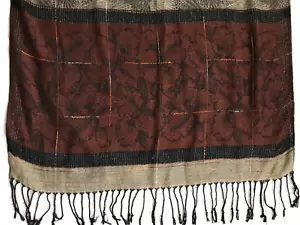Pashmina Floral Leaves Shawl Wrap Women Scarf Unisex Soft Earth tone SOFT Neck - Picture 1 of 6