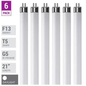 Pack Of 6 F13T5 Fluorescent Tube 21" 13W Watt T5 Mini Bi 2-Pin G5 6500K Daylight - Picture 1 of 7