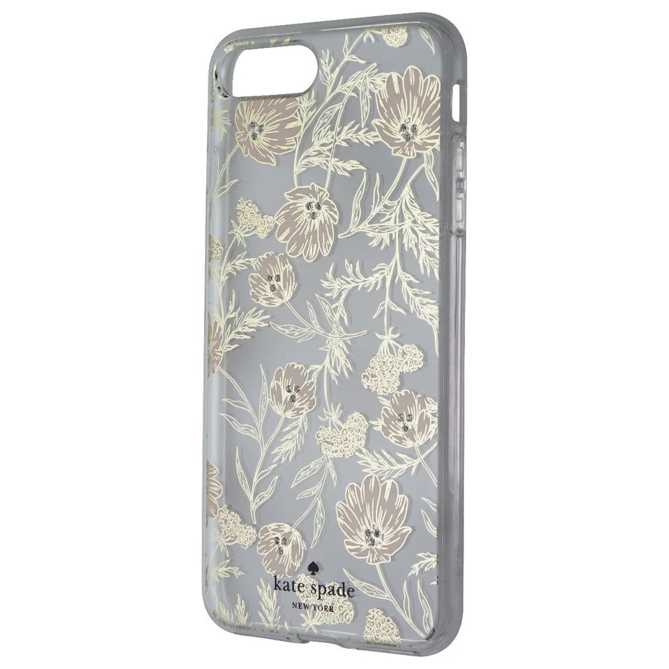 Kate Spade Hybrid Case for iPhone 8 Plus / 7 Plus - Clear / Pink Blossoms / Gems - Image 1 of 3