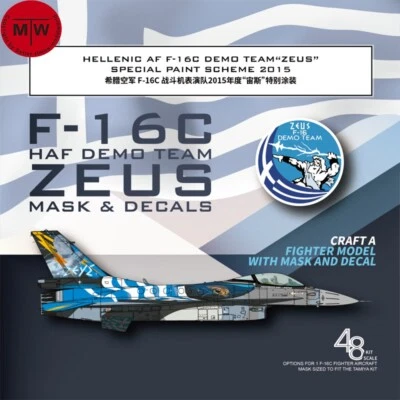 1/48 F-16C HAF Demo Team ZEUS Paint 2015 Decal & Mask for Tamiya 61106 Model Kit - Image 1 of 4