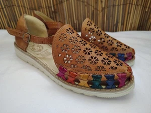 Women's Vintage Hecho De Mano David De Leon Handmade Cow Leather Sandals Shoes 8 - Picture 1 of 18