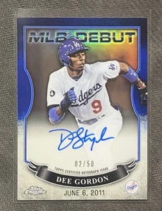 2016 Topps Chrome MLB Debut Autograph Blue Refractor 2/50 Dee Gordon #MLBA-DG - Picture 1 of 2
