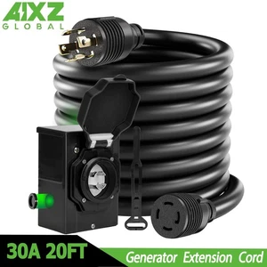 30A 20FT Generators Cord and Pre-Drilled Power Inlet Box, NEMA L14-30P/L14-30R - Foto 1 di 9