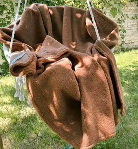 Coperta 100% LANA lana di pecora merino plaid 160 x 200 cm marrone,,,Teddy,, - Foto 1 di 5