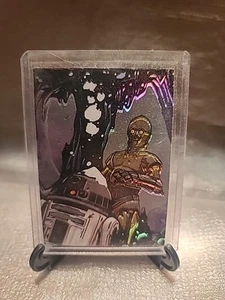 1996 Star Wars Matrix Insert Card #2 C-3PO E R2-D2 PRISM - Foto 1 di 2