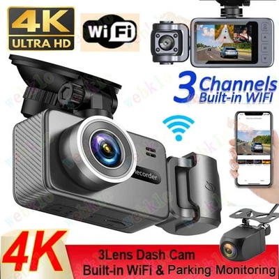 NEW! 2160P 4K HD Dash Cam Front and Rear View WiFi Motion Detection Car Camera - Image 1 of 4