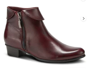 SPRING STEP Women Stockholm Ankle Boots 38 US 7-7.5 Red Leather Side Zip Booties - Picture 1 of 11