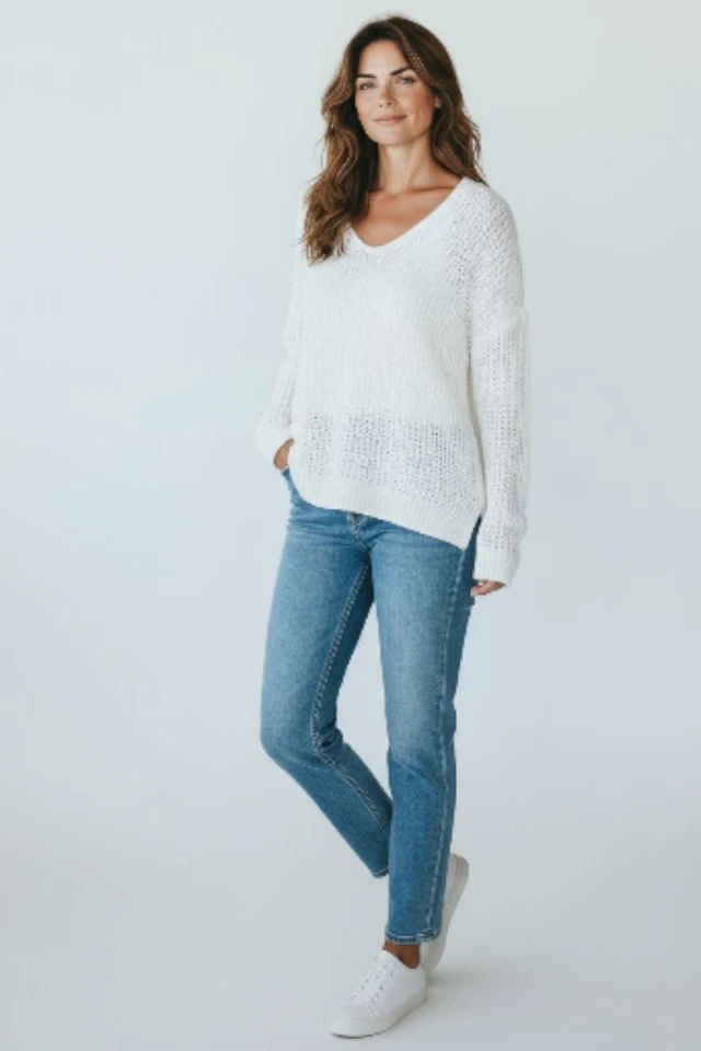 Banana Republic Womens 100% Italian Linen Sweater  White Size S - Image 1 of 4