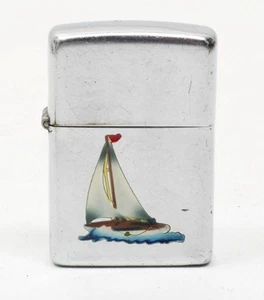 Vintage 1951 Zippo Town & Country Sloop Sailboat Repaired Hinge - NICE - Picture 1 of 7