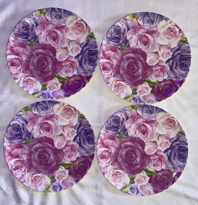 Juego de 4 platos de cena multicolor rosa melamina borde festoneado 11" - Imagen 1 de 11