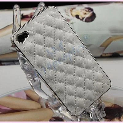 Luxury New White Deluxe Leather Chrome Case Cover for iPhone 4S 4G 4 - Image 1 of 4