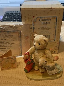 VTG ENESCO "CHERISHED TEDDIES"-'JACOB W/STOCKING PORCELAIN FIGURINE W/BOX, 1992 - Picture 1 of 9