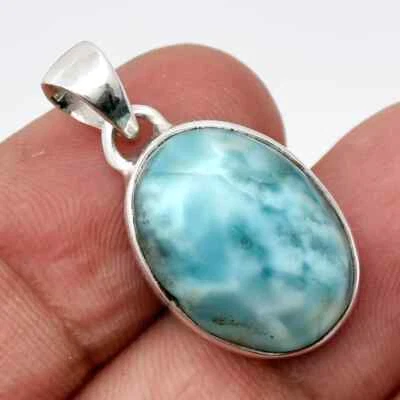 Luxuriöser Larimar Edelstein 925 Sterlingsilber Handgefertigter Anhänger AR-68 - Bild 1 von 4