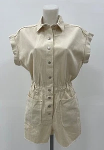 Ladies New Ex Zara Cream Denim Playsuit Size XS-2XL - Picture 1 of 7