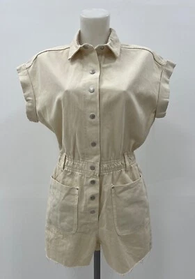 Ladies New Ex Zara Cream Denim Playsuit Size XS-2XL