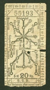 VINTAGE S.S.B STÄDTISCHE STRASSENBAHN BERN SWISS TRAM TICKET - Bild 1 von 2