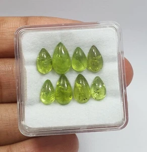 8Pcs Natural Pear Green Peridot Cabochon Lot AAA Quality Loose Gems 8-11x5-6.5MM - Picture 1 of 7