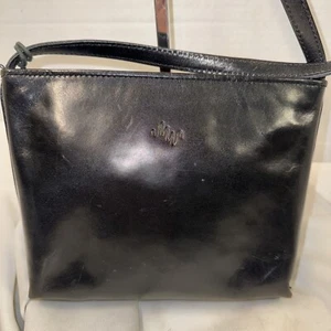 Monsac Black Leather Crossbody Bag - Picture 1 of 11