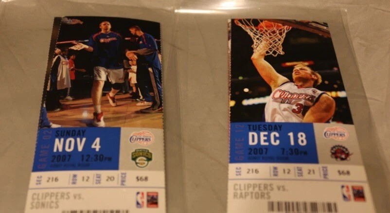 TICKETS - Chris Kaman Los Angeles Clippers SuperSonics 2007 Stubs Lot of 2  - Image 1 of 3