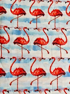 Cotton Fabric FLAMINGO 100% Cotton Fabric -by the set of 2 PIECES 15"x21" - Picture 1 of 1