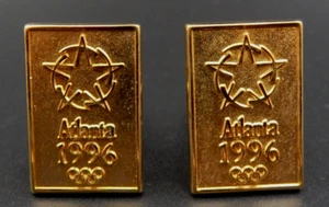 JUEGO DE GEMELOS VINTAGE ATLANTA 1996 OLIMPICOS TONO DORADO - Imagen 1 de 11