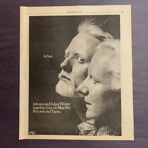 Pubblicità tipo poster 11"x13,5" Johnny and Edgar Winter At Last 1976 - Foto 1 di 1