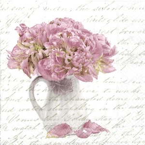 Serviettes en papier fleurs en vase écriture nostalgie. Napkins flowers writing - Imagen 1 de 1