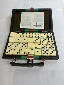 Double Six Dominoes Vintage Case Jeu de 28 Original Box Game Camping Travel - Picture 1 of 6